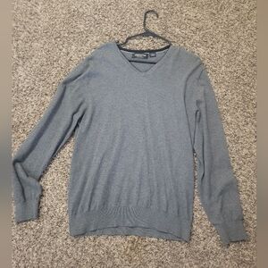 Men's gray V neck sweater Large